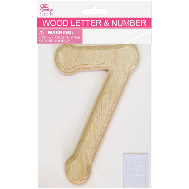 WOOD NUMBER BEVEL CUT (NAT) "6" H6IN T1.1CM