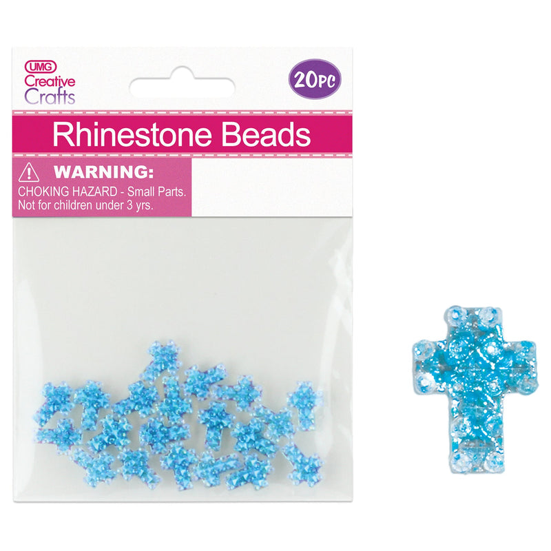 CRAFT BEADS CROSS 14MM 20PC LIGHT BLUE