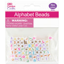 LETTER BEADS 6MM; WHITE BG W/ COLORED LETTERS