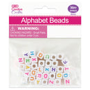 LETTER BEADS 8MM; WHITE BG W/ COLORED LETTERS