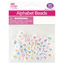 HEART LETTER BEADS 4x11MM; WHITE BG W/ COLORED LETTERS