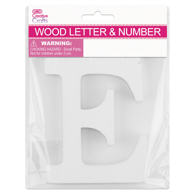 E WOOD LETTER 11x1.2CM (WHITE)