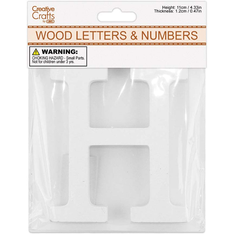H WOOD LETTER 11x1.2CM (WHITE)