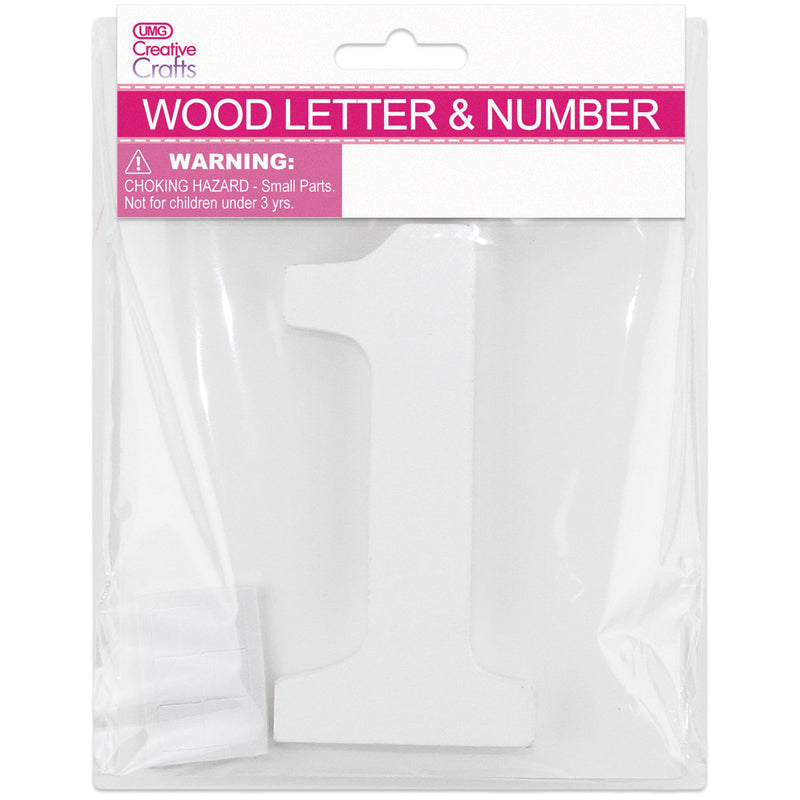 1 WOOD NUMBER 11x1.2CM (WHITE)