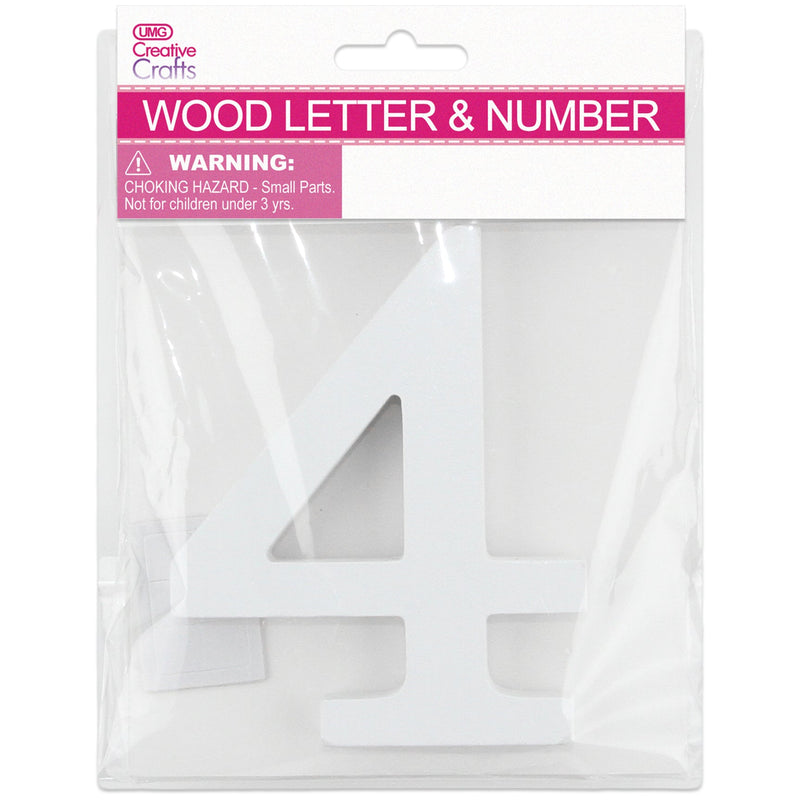 4 WOOD NUMBER 11x1.2CM (WHITE)