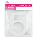 5 WOOD NUMBER 11x1.2CM (WHITE)