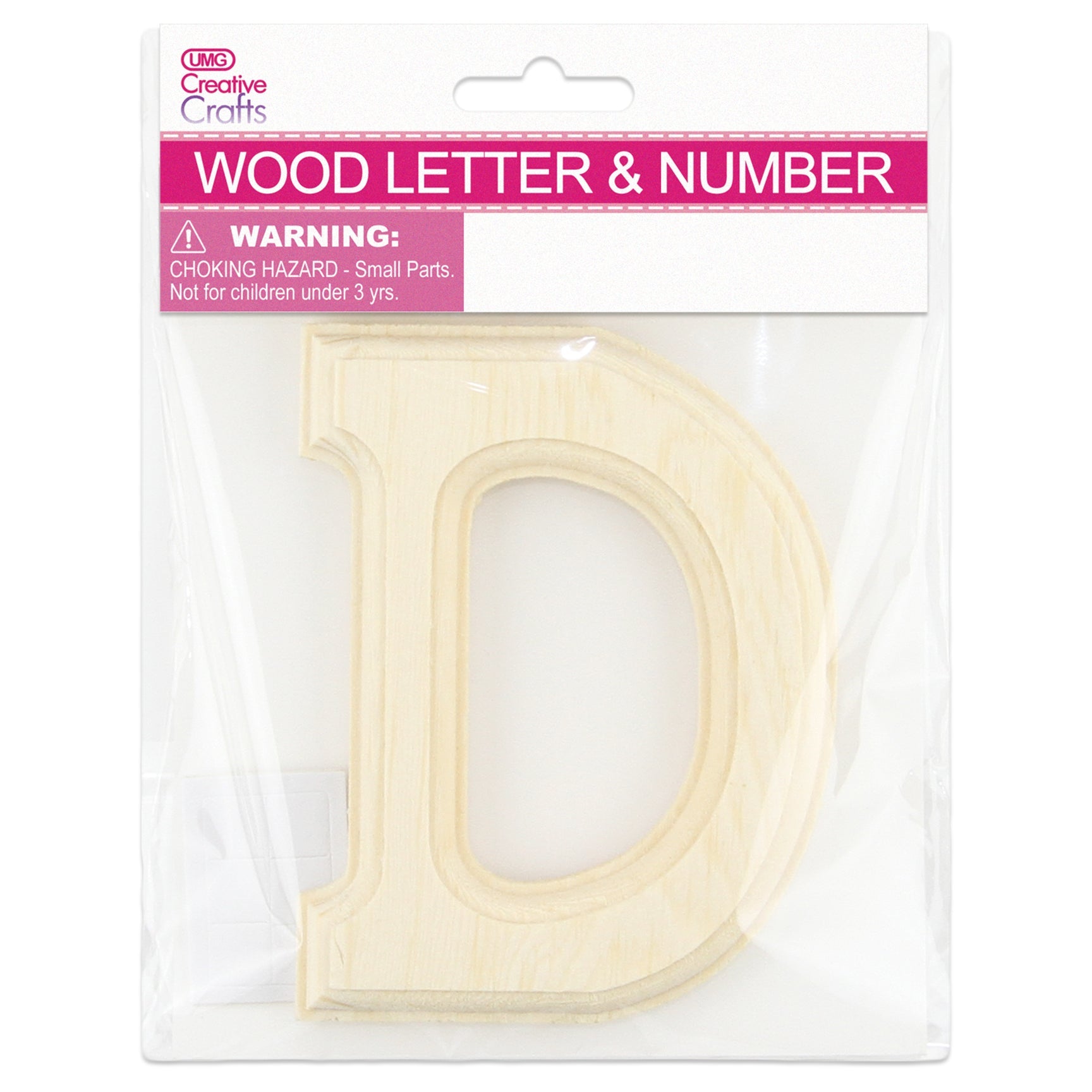 D WOOD LETTER BEVEL CUT (NATURAL) 11x1.2CM