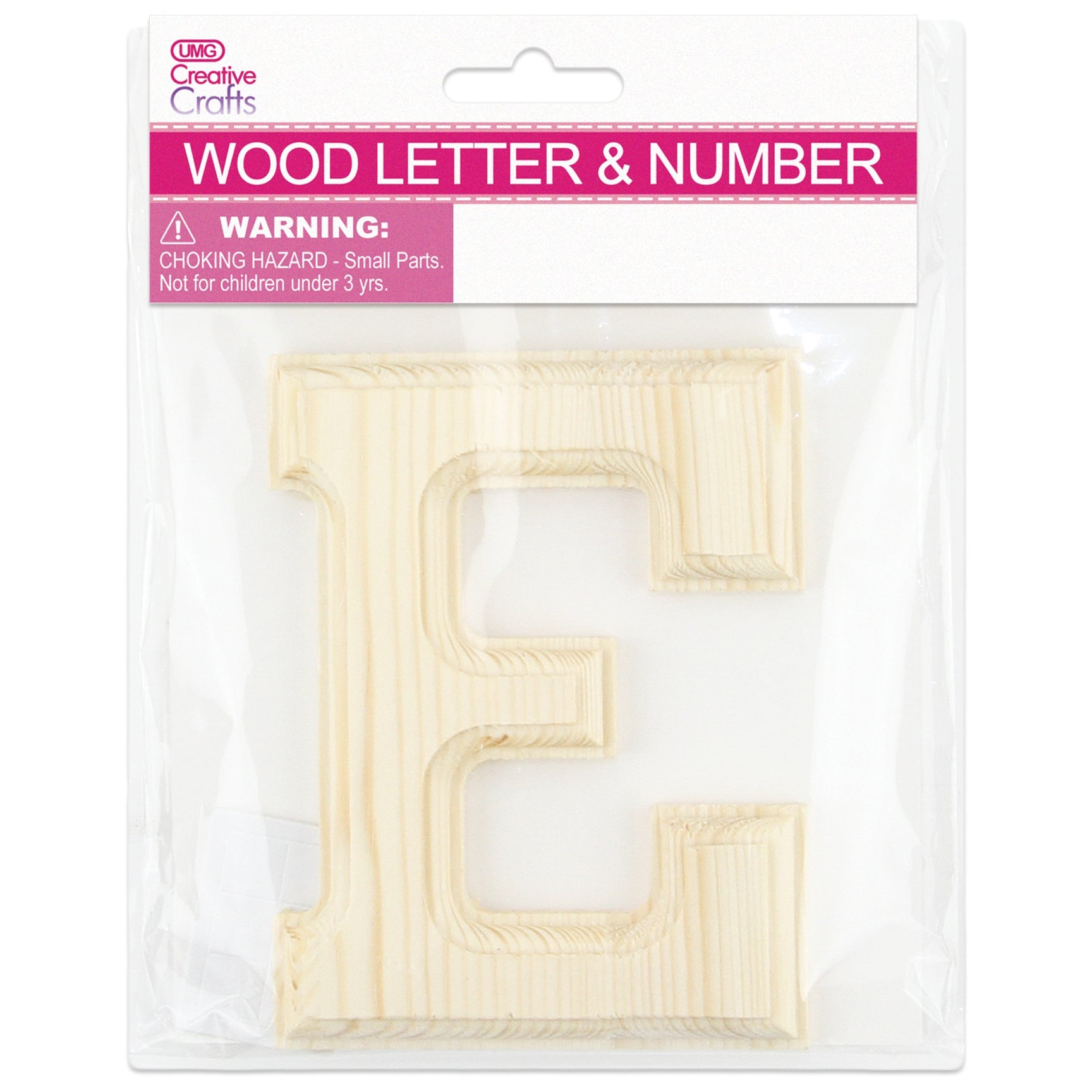 E WOOD LETTER BEVEL CUT (NATURAL) 11x1.2CM