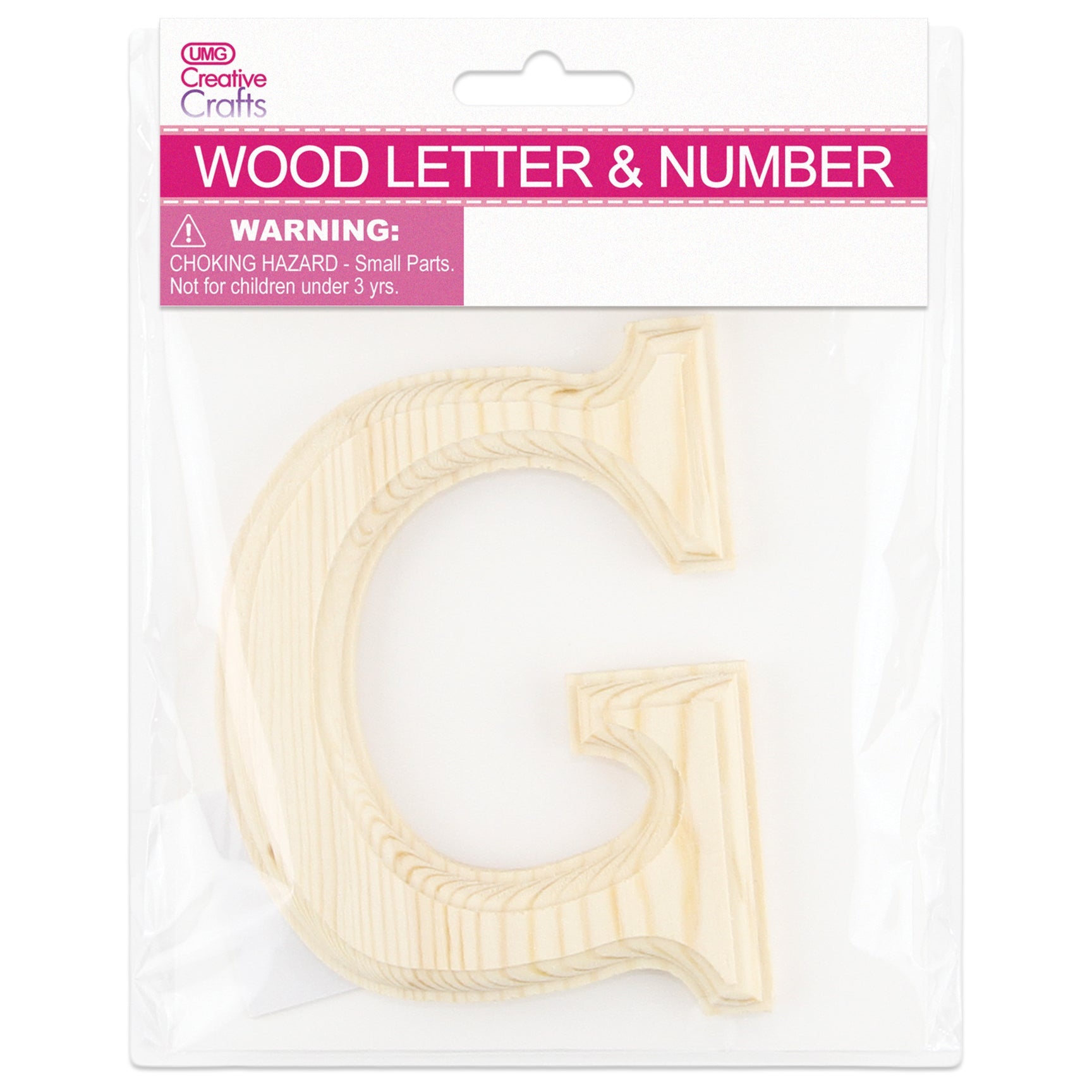 G WOOD LETTER BEVEL CUT (NATURAL) 11x1.2CM