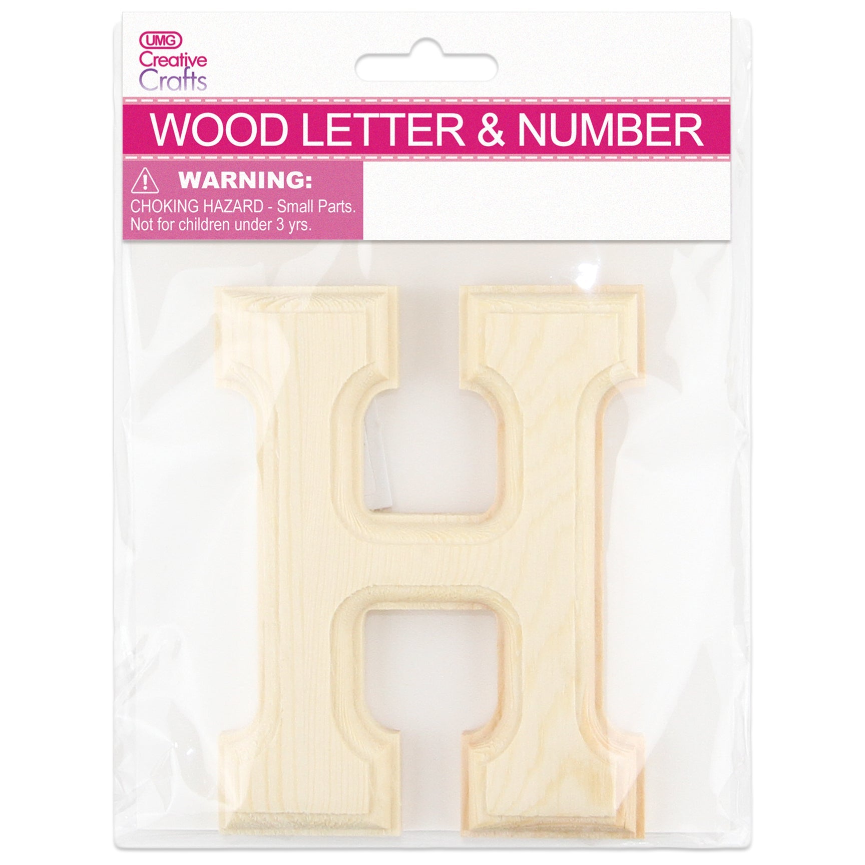 WOOD (NATURAL) "H" LETTER BEVEL CUT 11x1.2CM