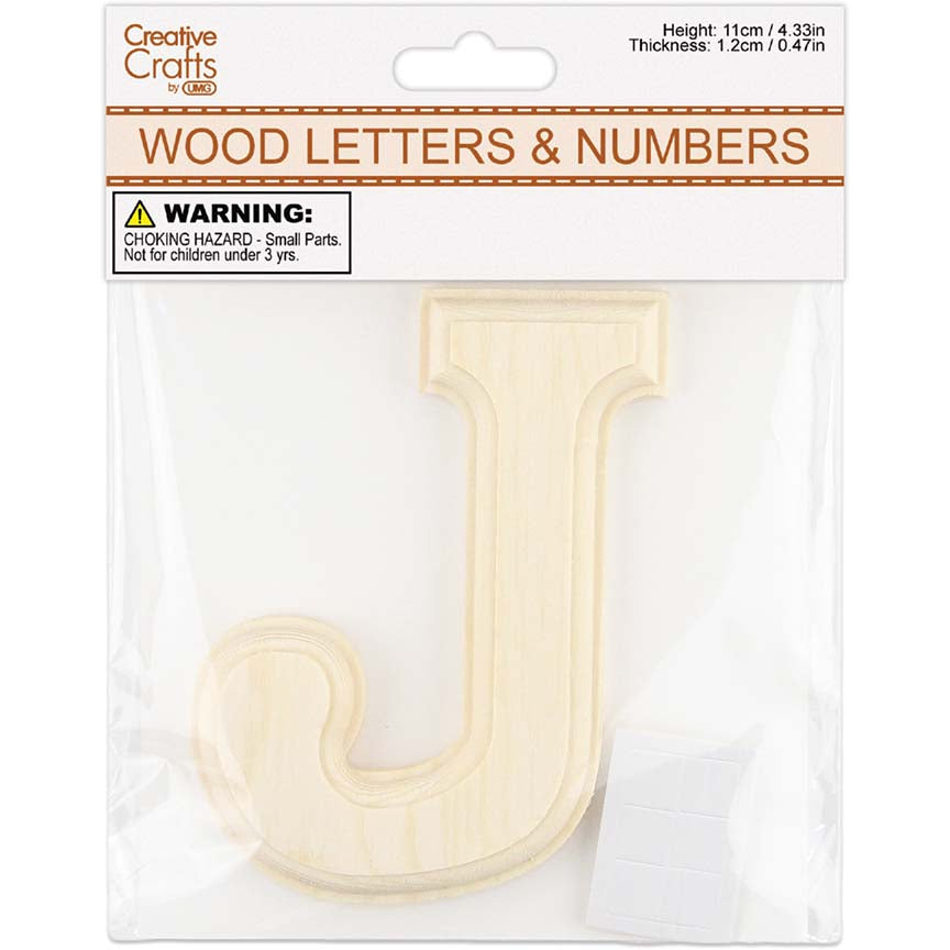 J WOOD LETTER BEVEL CUT (NATURAL) 11x1.2CM
