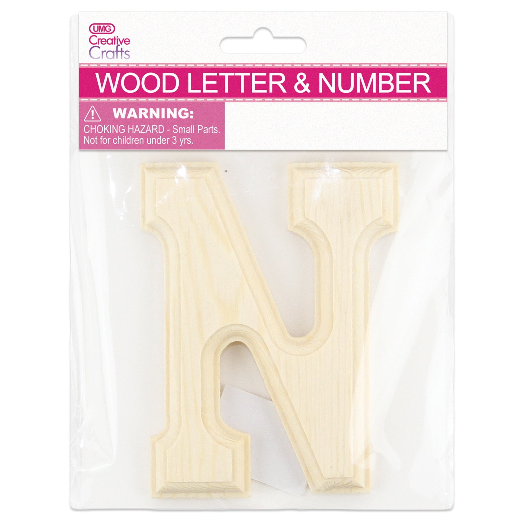 WOOD (NATURAL) "N" LETTER BEVEL CUT 11x1.2CM