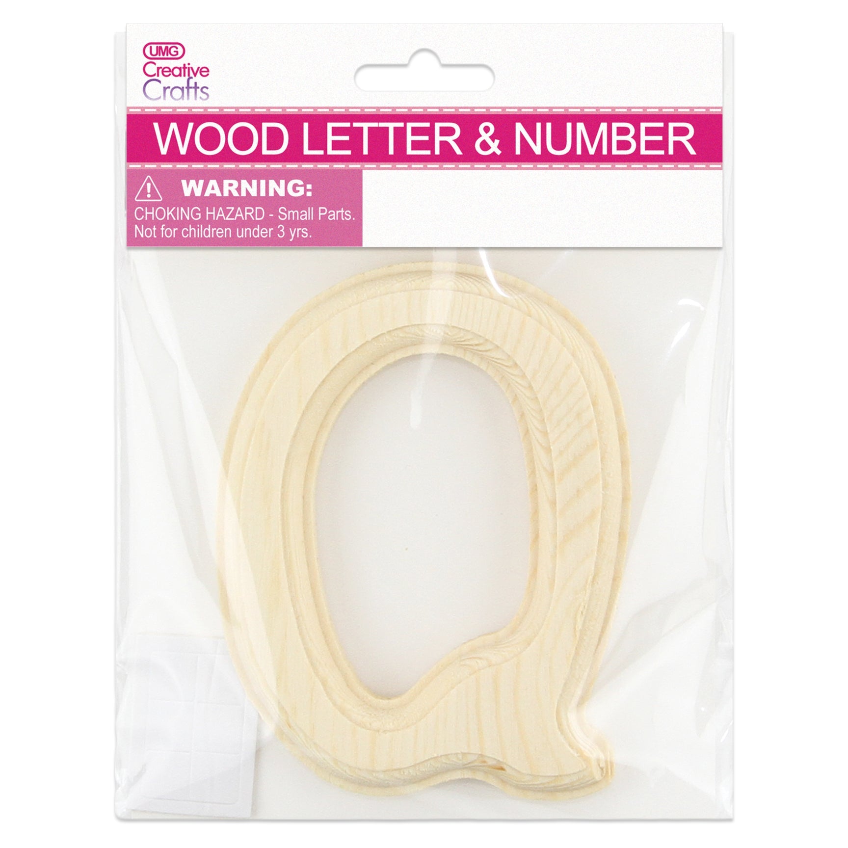 WOOD (NATURAL) "Q" LETTER BEVEL CUT 11x1.2CM