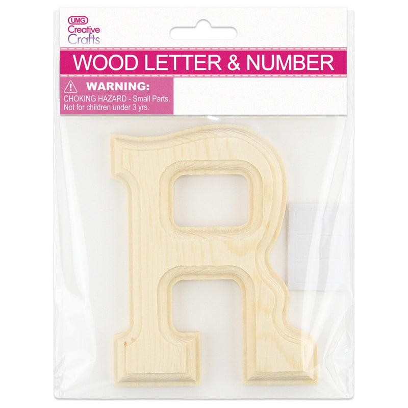 WOOD (NATURAL) "R" LETTER BEVEL CUT 11x1.2CM