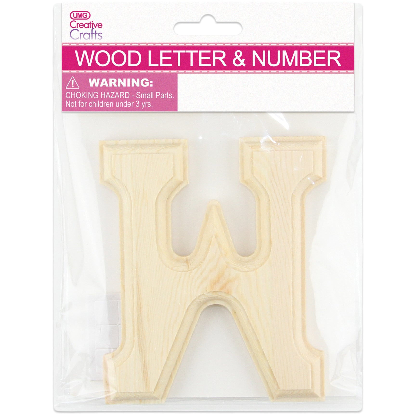 W WOOD LETTER BEVEL CUT (NATURAL) 11x1.2CM