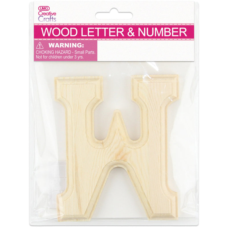 W WOOD LETTER BEVEL CUT (NATURAL) 11x1.2CM