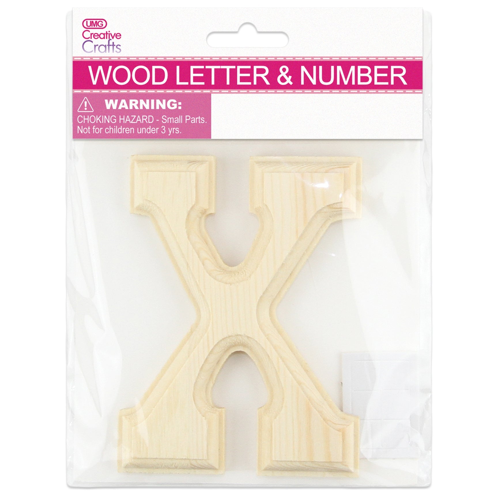 X WOOD LETTER BEVEL CUT (NATURAL) 11x1.2CM
