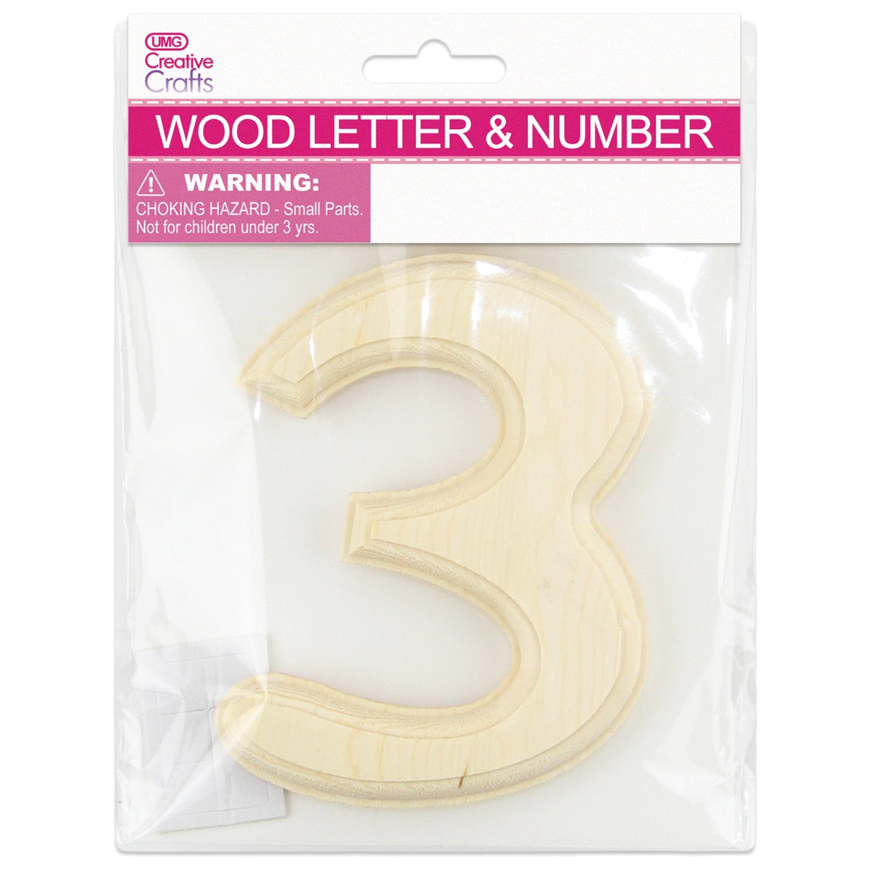 3 WOOD NUMBER BEVEL CUT (NATURAL) 11x1.2CM