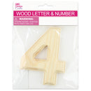 4 WOOD NUMBER BEVEL CUT (NATURAL) 11x1.2CM