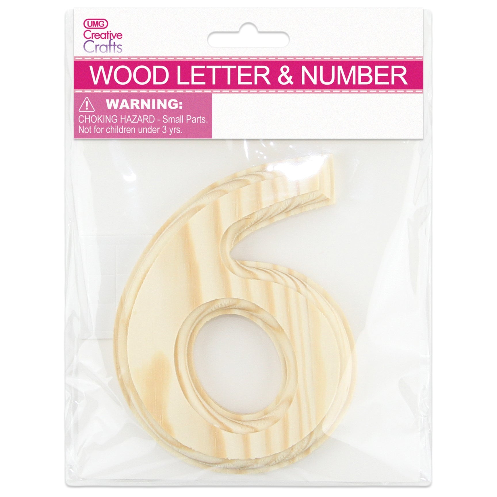 6 WOOD NUMBER BEVEL CUT (NATURAL) 11x1.2CM