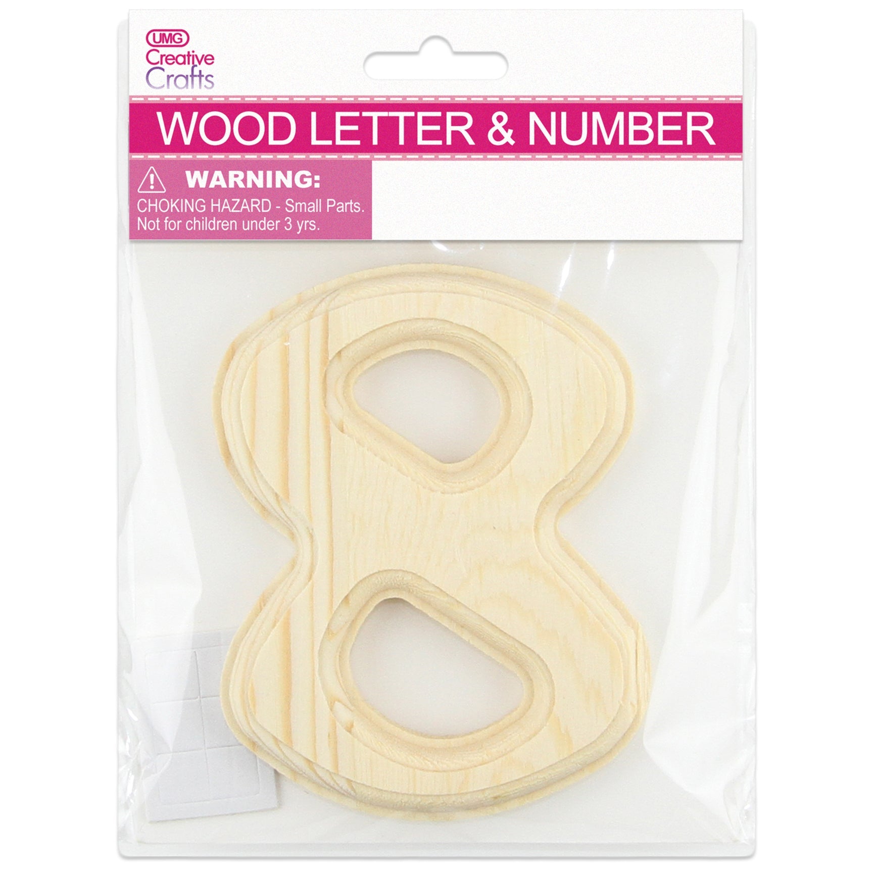 8 WOOD NUMBER BEVEL CUT (NATURAL) 11x1.2CM