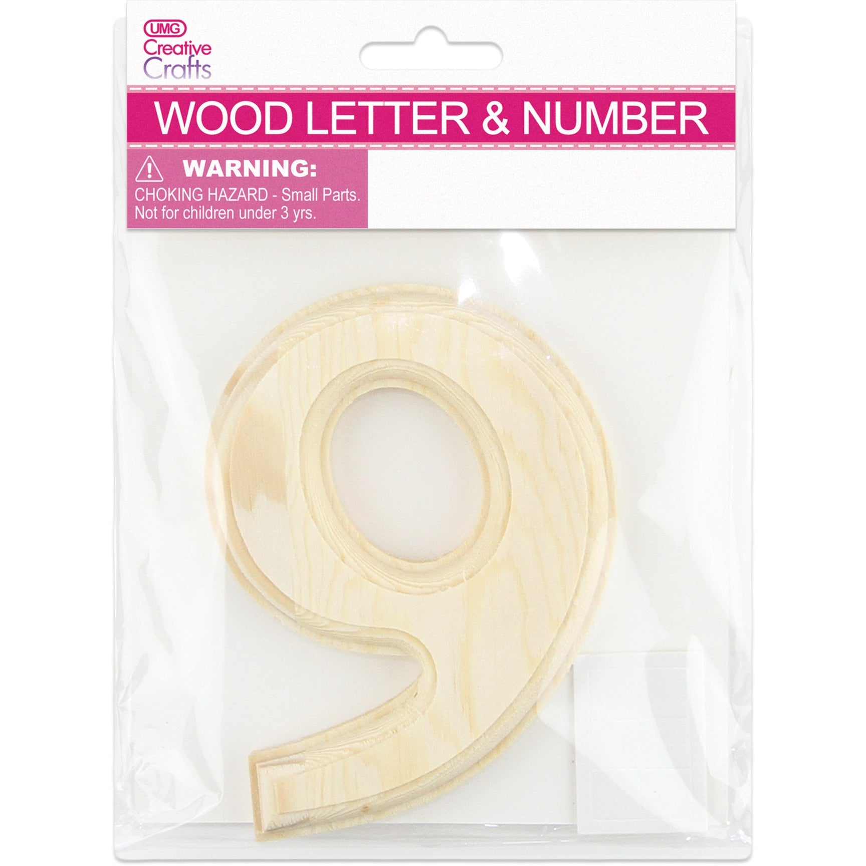 9 WOOD NUMBER BEVEL CUT (NATURAL) 11x1.2CM