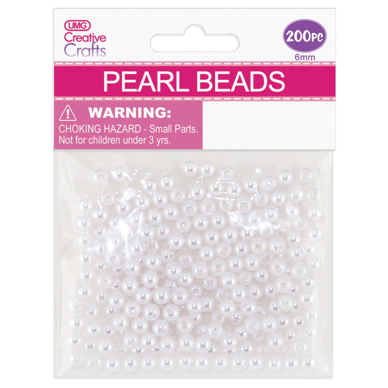 PEARL BEADS 6MM 200PCS WHITE