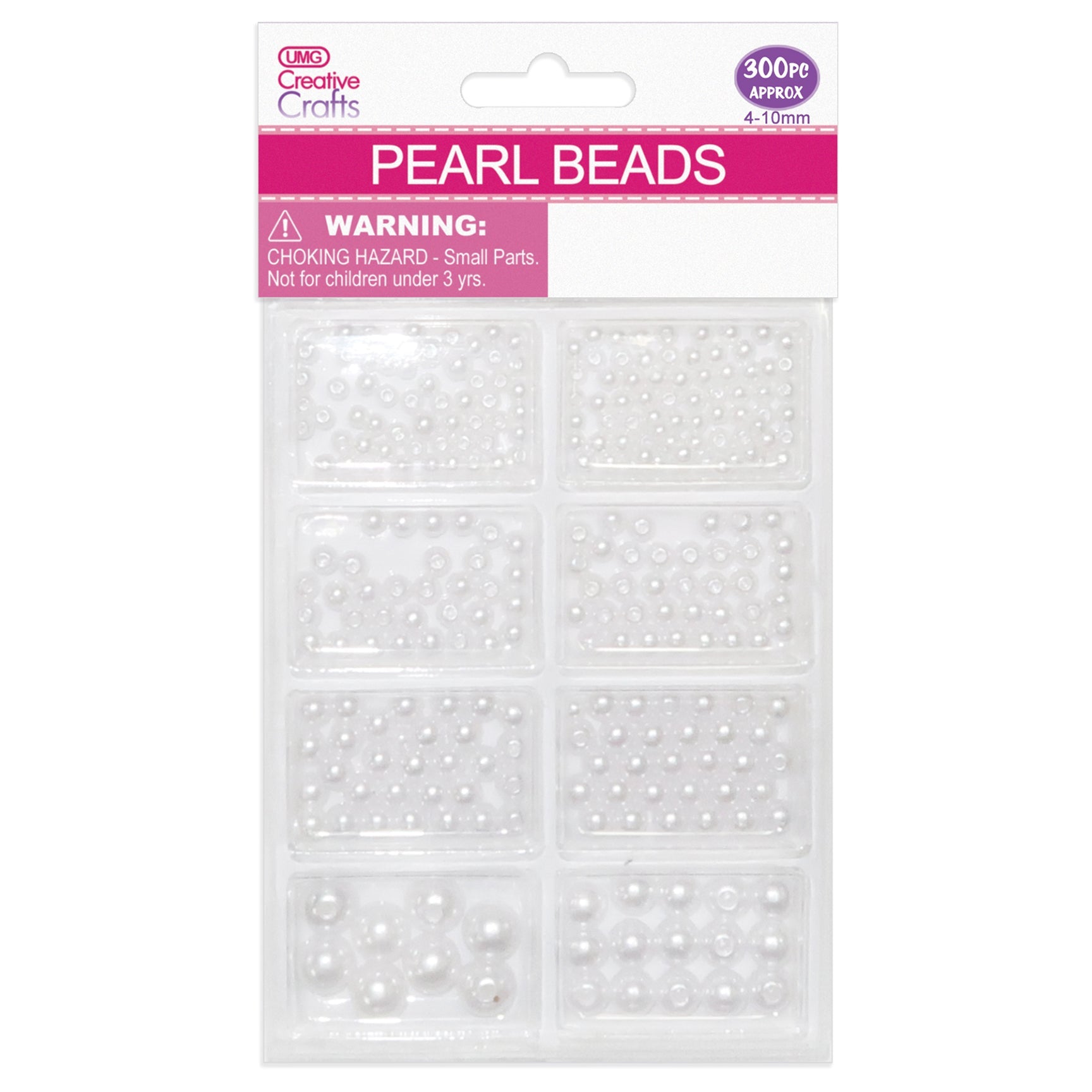 PEARL BEADS 4-10MM 300PCS (WHITE) BOXED