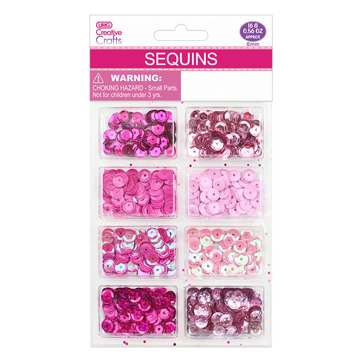 SEQUIN 6MM 8COL 16G PINK GRAD COMP