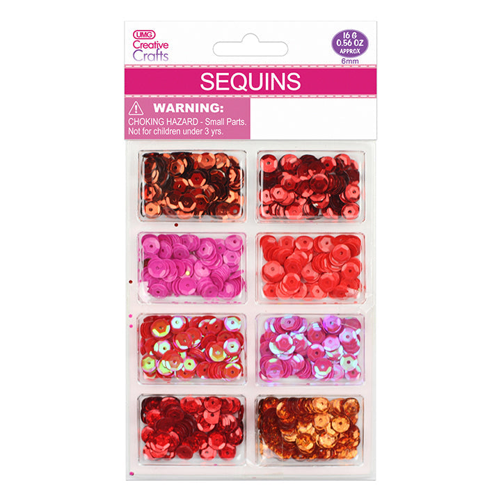 SEQUIN 6MM 8COL 16G RED GRAD COMP