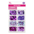 SEQUIN 6MM 8COL 16G PURPLE GRAD COMP