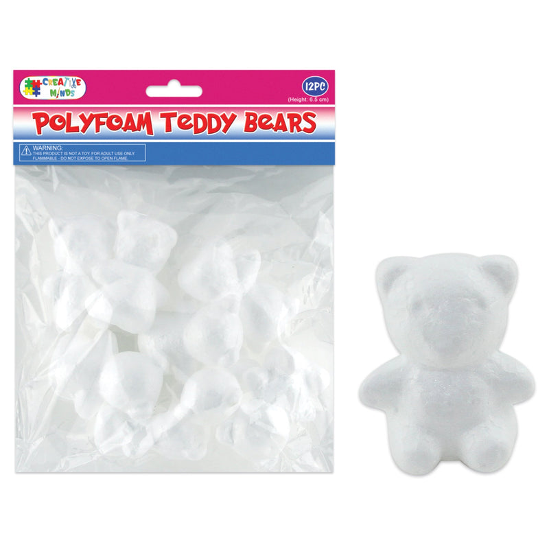 POLYFOAM TEDDY BEAR 12-PC