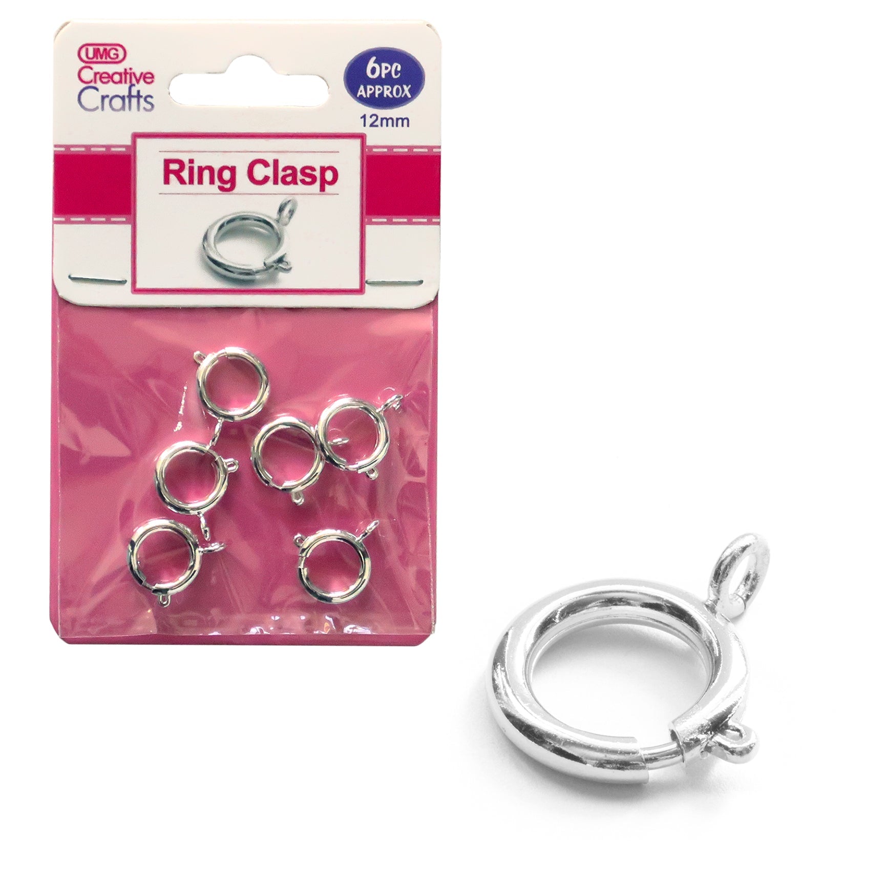 RING CLASP 12MM 6PC SILVER