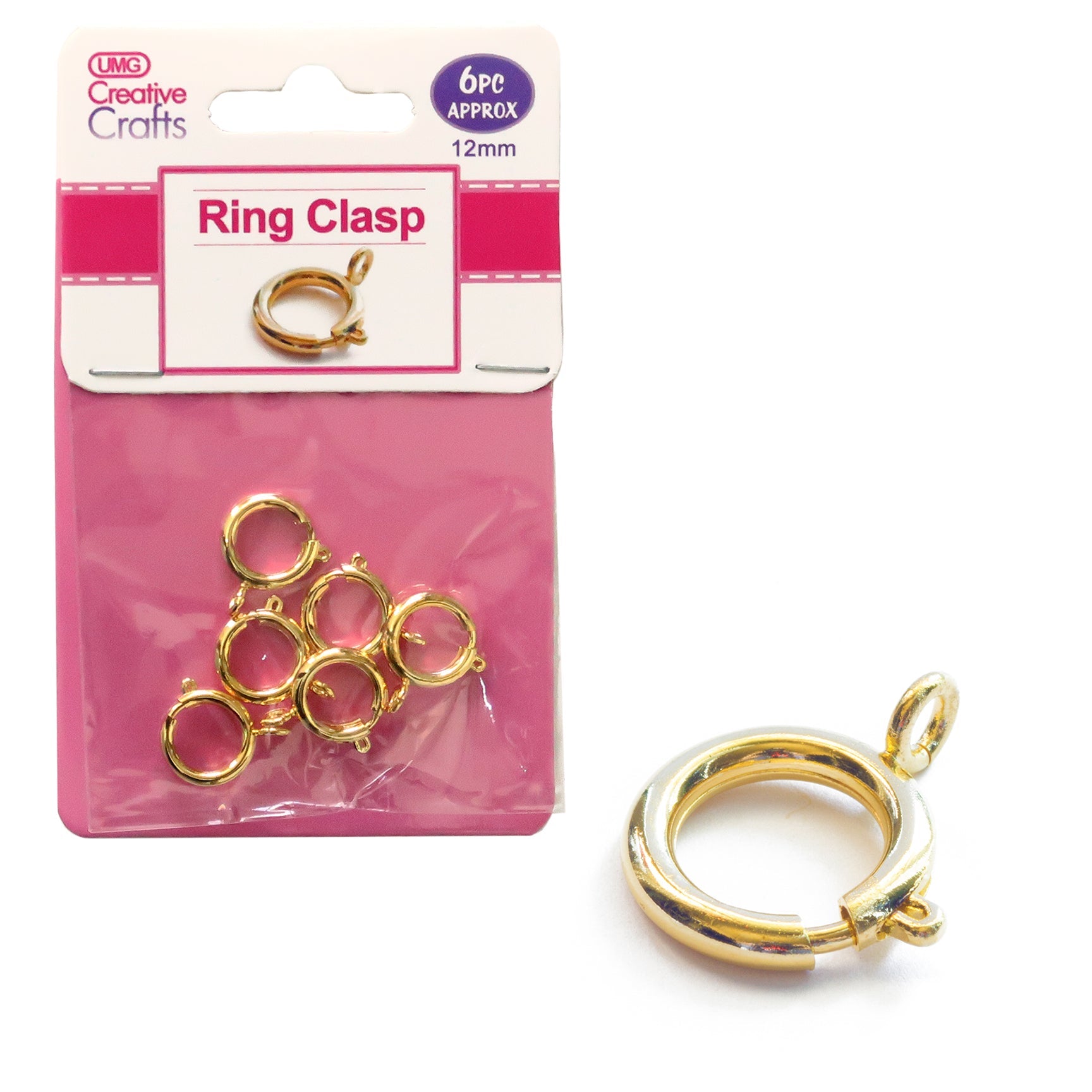 RING CLASP 12MM 6PC GOLD