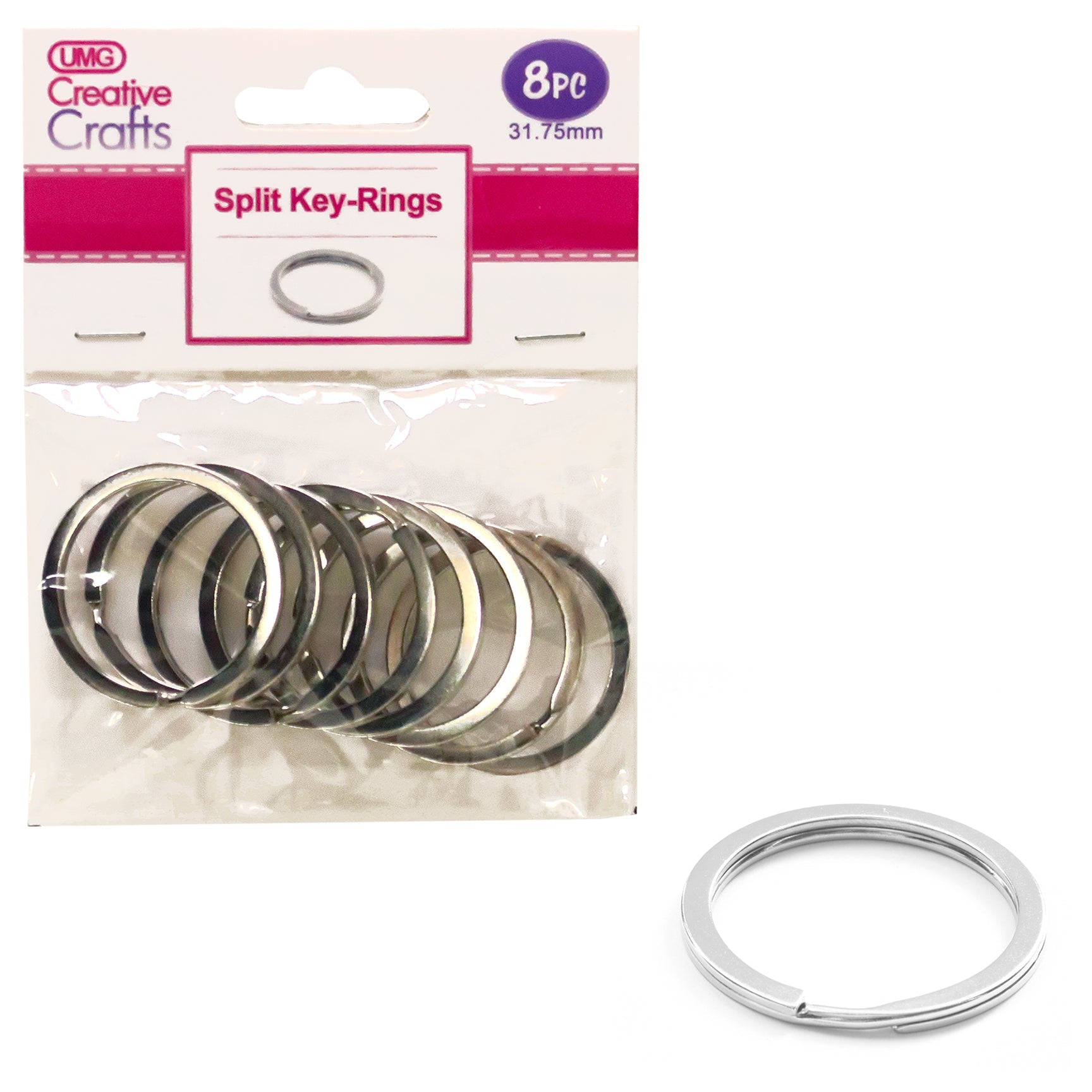 SPLIT KEY-RINGS 31.75MM 6PC SILVER