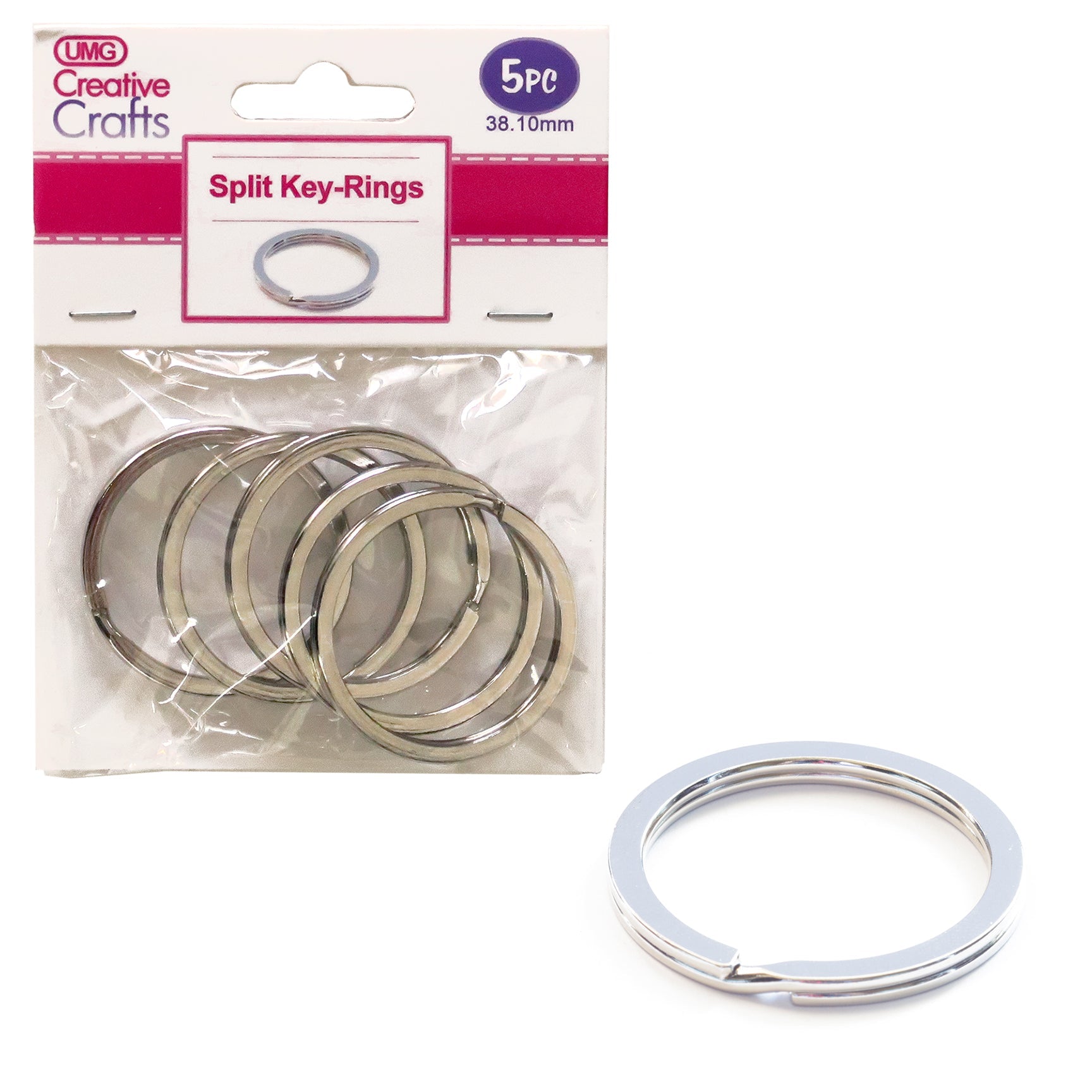 SPLIT KEY-RINGS 38.10MM 5PC SILVER