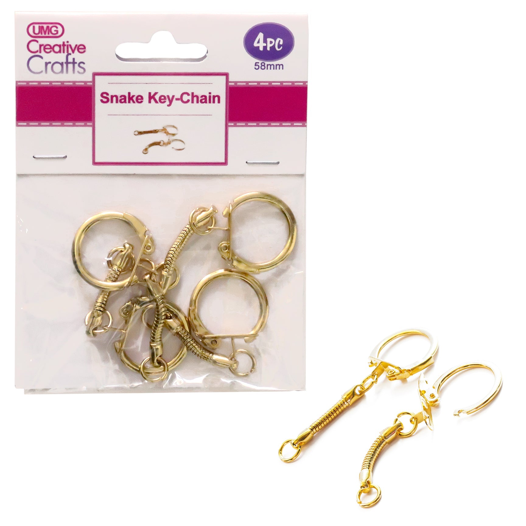 SNAKE KEY CHAIN 58MM 4PC GOLD