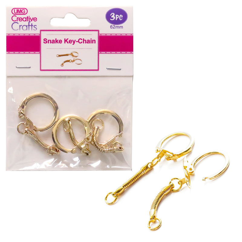 SNAKE KEY CHAIN 62MM 3PC GOLD