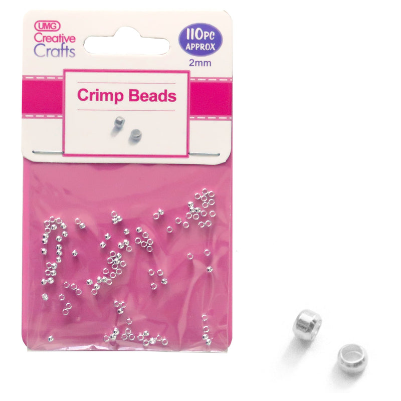 CRIMP BEADS 2MM 110PC SILVER