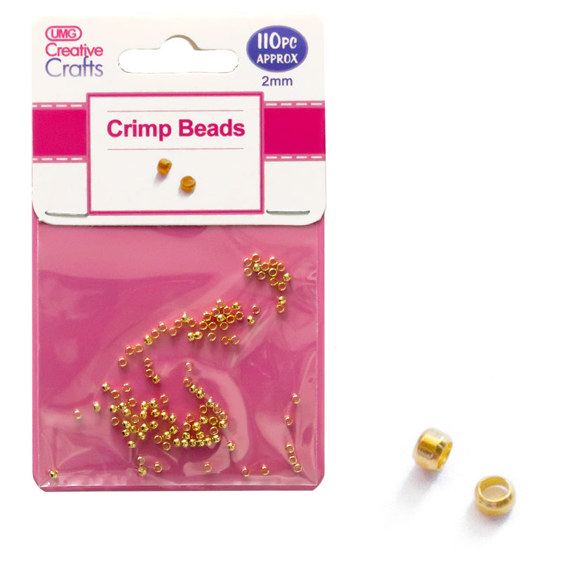 CRIMP BEADS 2MM 110PC GOLD