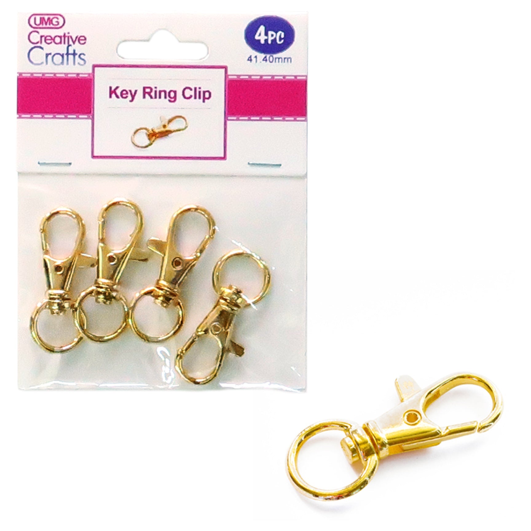 KEY RING CLIP 41.40MM 4PC GOLD