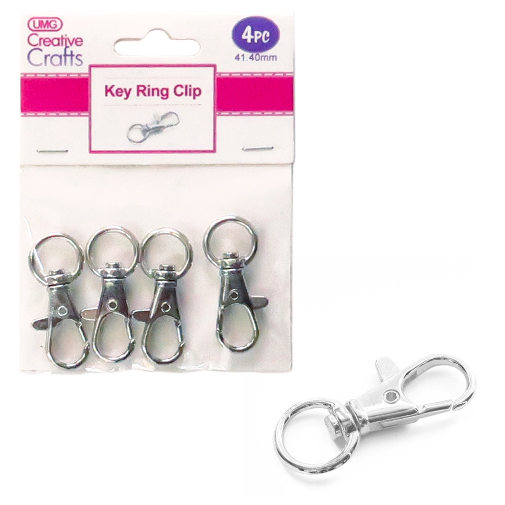 KEY RING CLIP 41.40MM 4PC SILVER