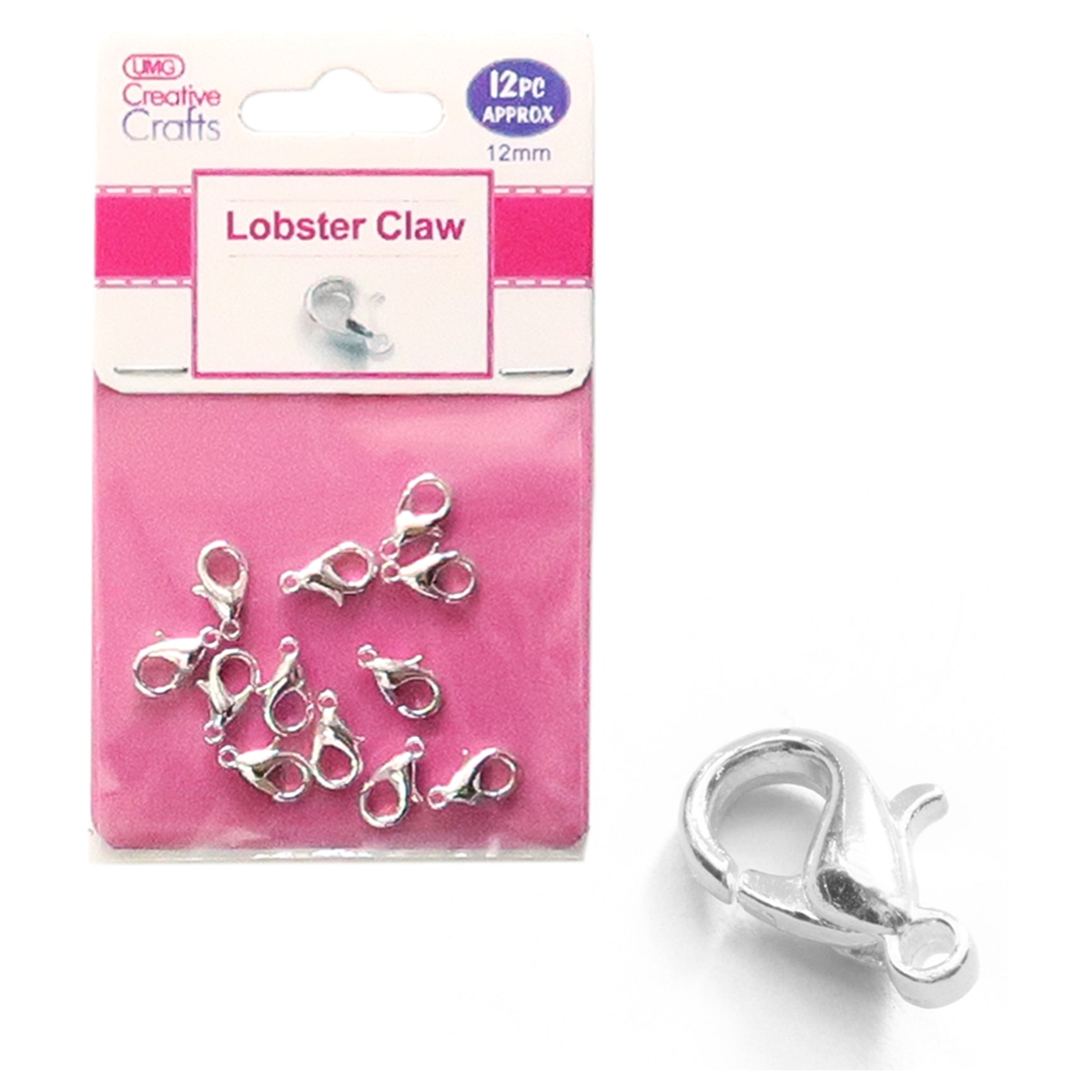 LOBSTER CLAW 12MM 12PC SILVER