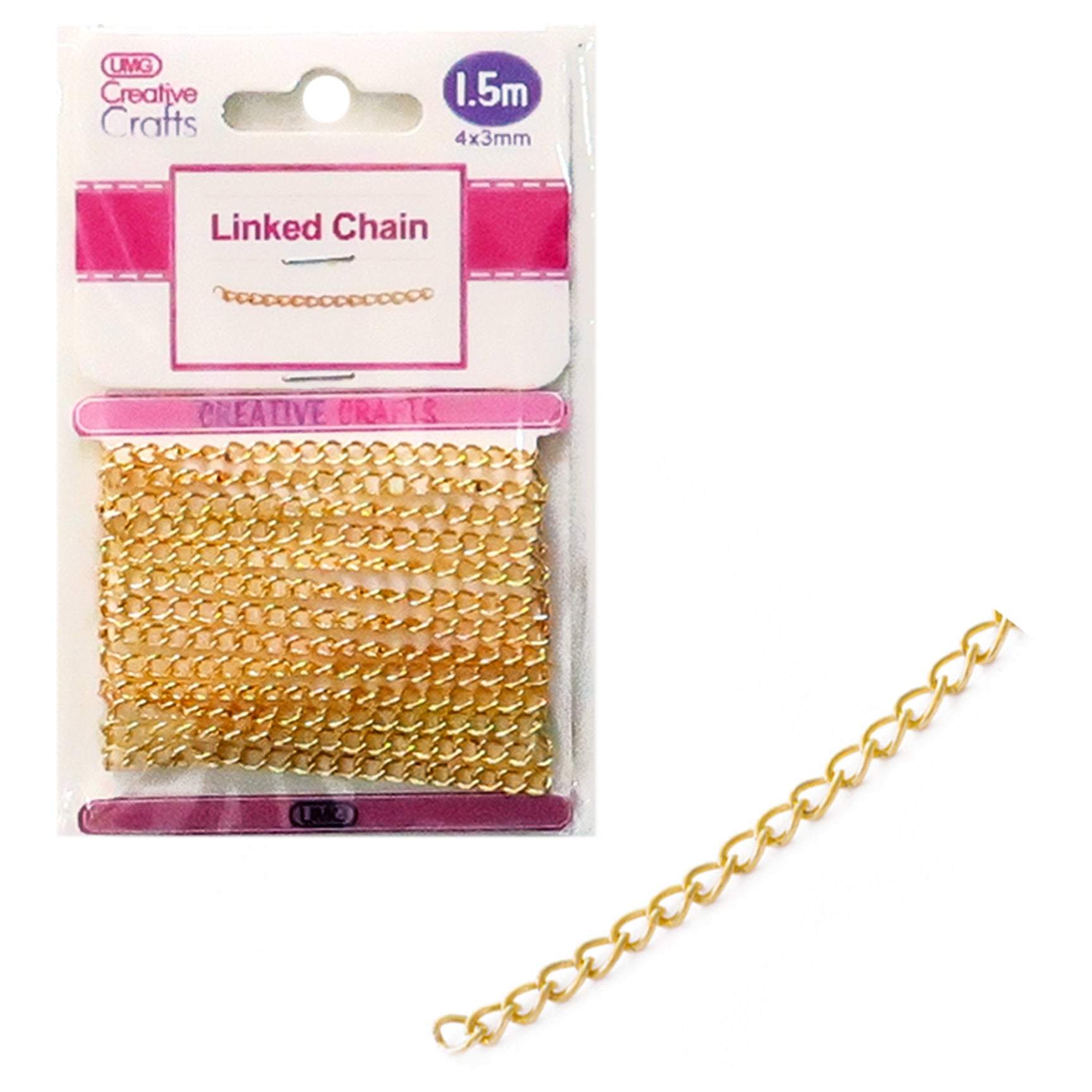 LINKED CHAIN 1.5M 4X3MM CABLE GOLD