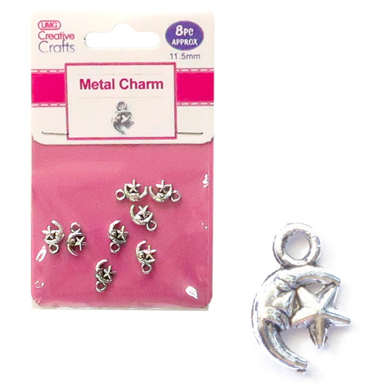 METAL CHARMS 11.5MM 8PC HALF MOON