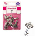 METAL CHARMS 30MM X 16MM 8PC VINTAGE KEY