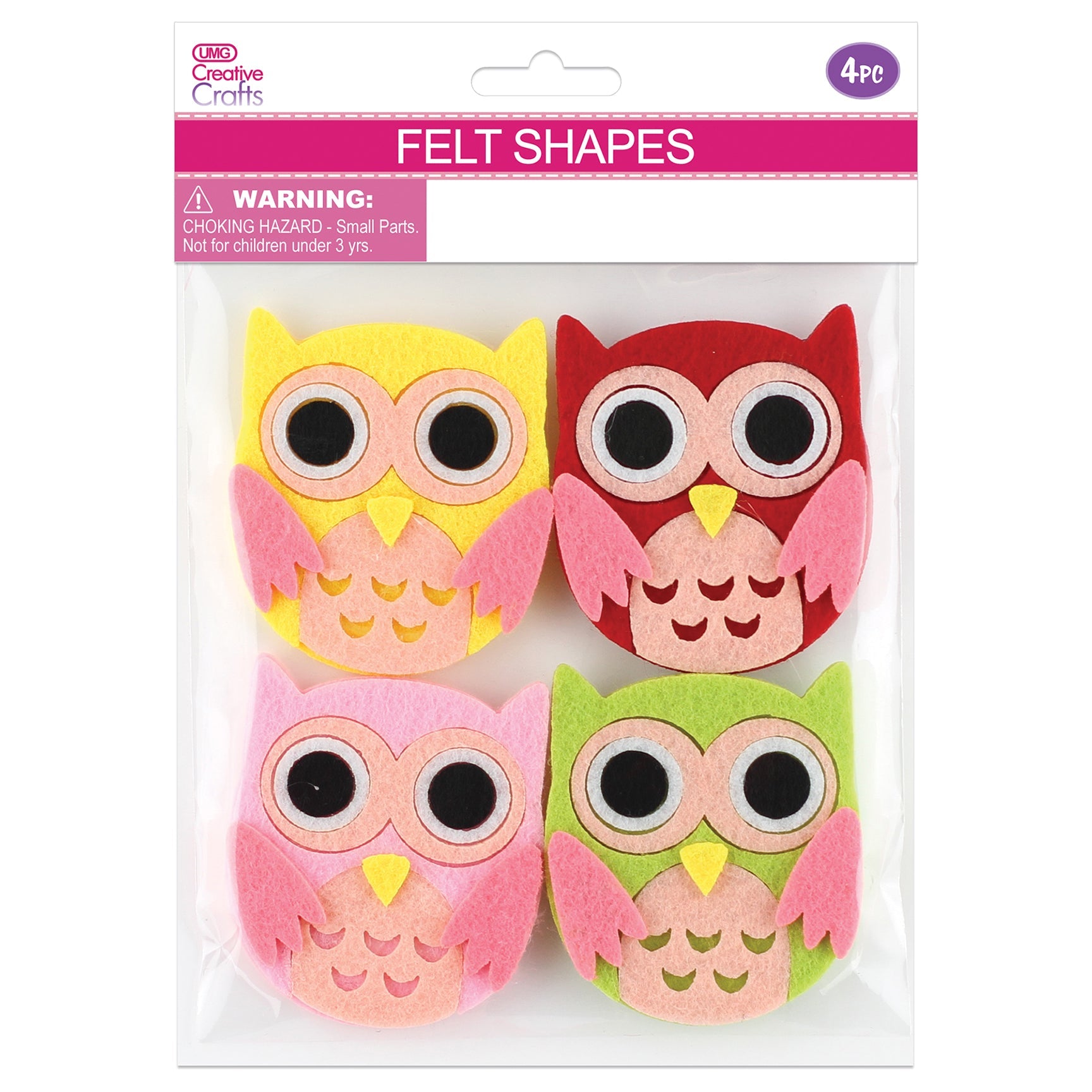 FELT CRAFT OWL; 4PC 7x6.2CM