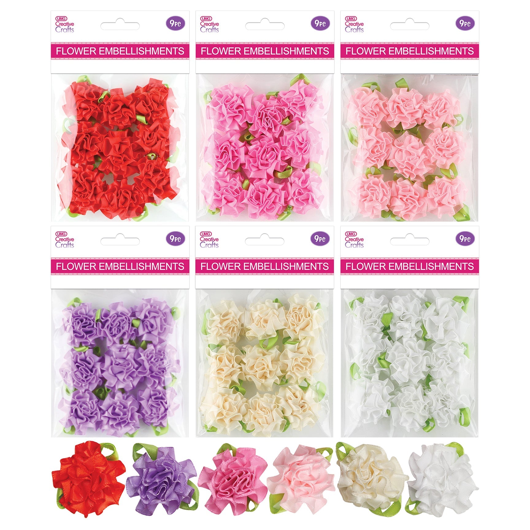 FLOWER CRAFT CARNATION; SATIN 9PC 3CM