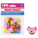 WOOD BEADS; BEAR 20PC