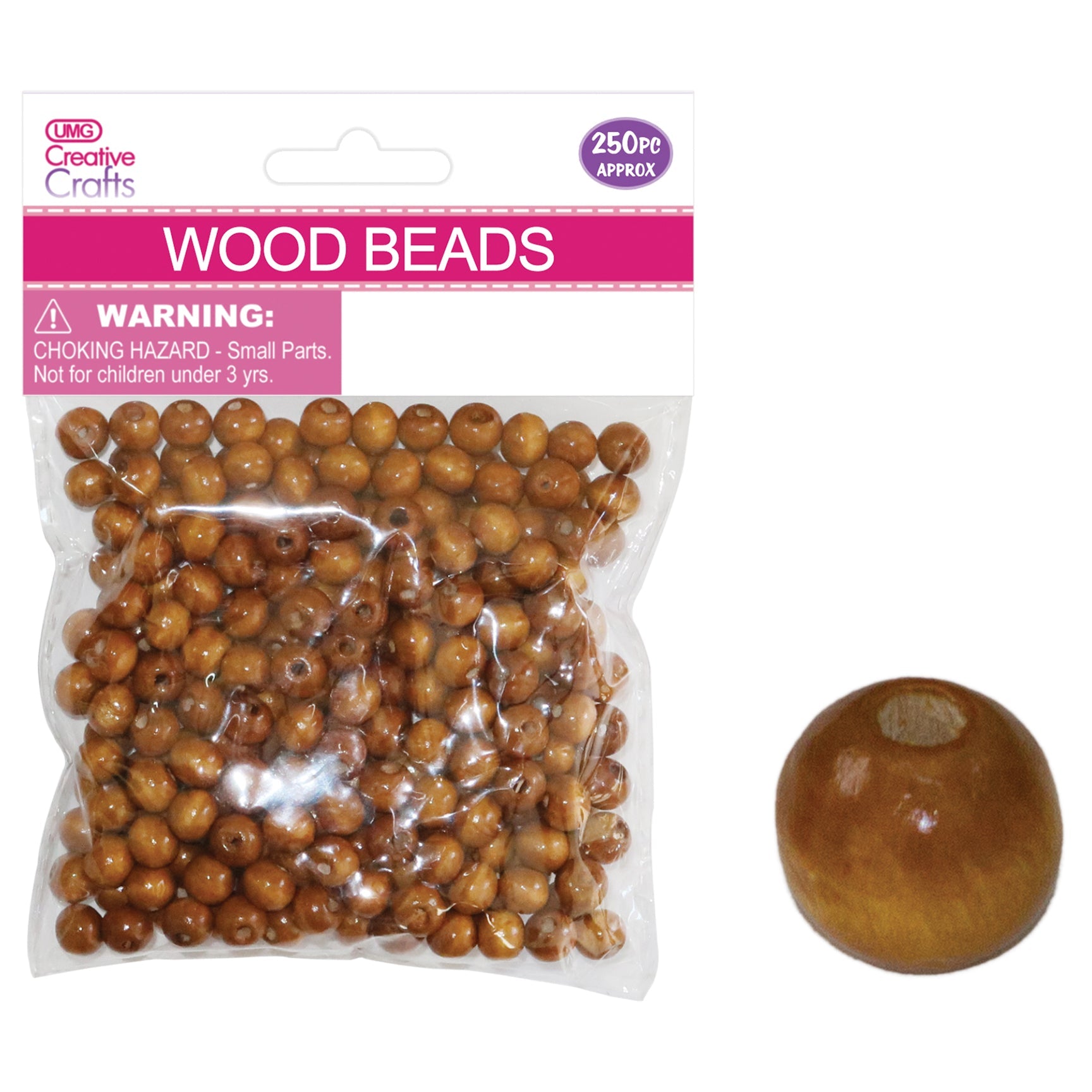 WOODEN BEAD BROWN 8MM 250PC